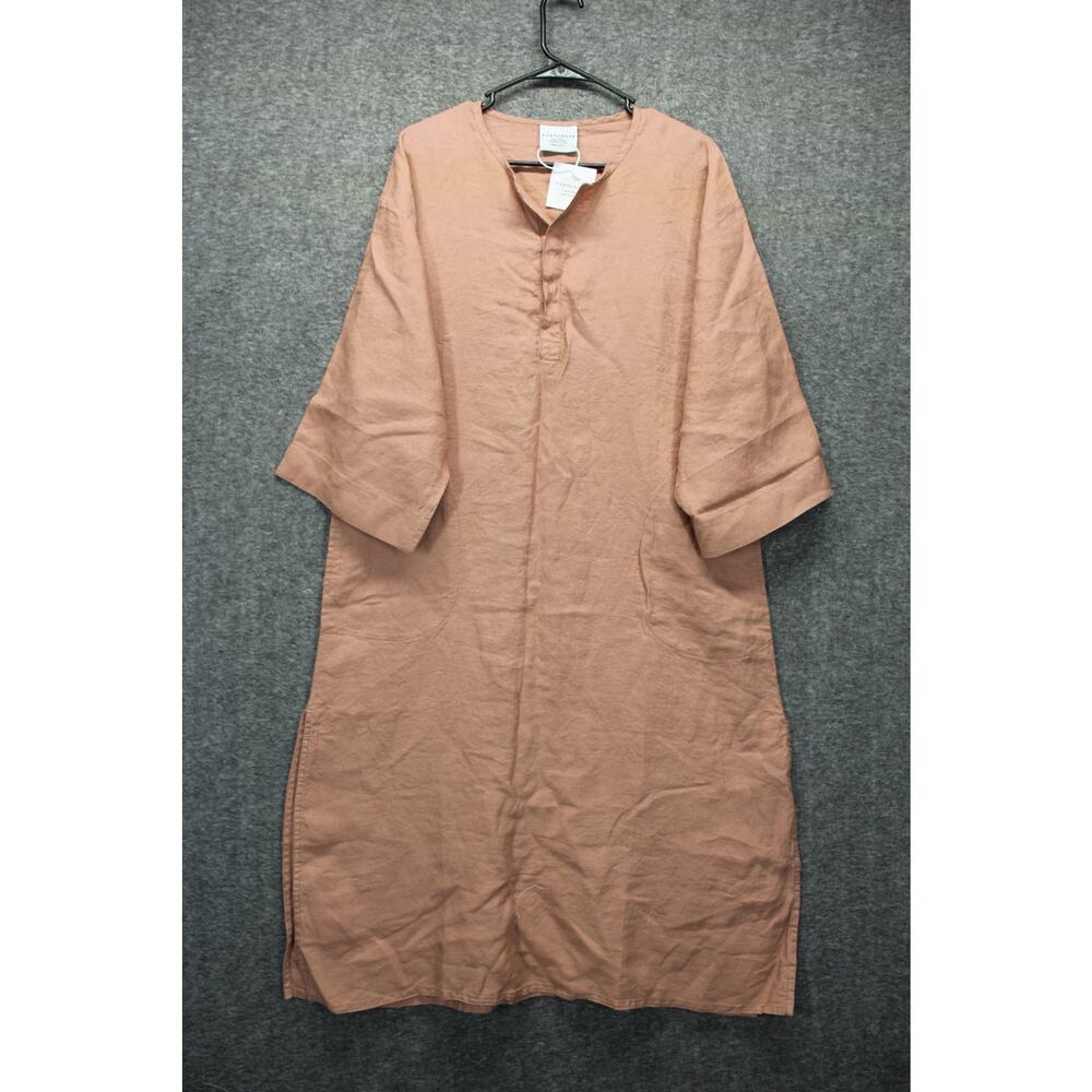Parachute 100% Linen House Dress Sleep Kaftan Oversized Clay Pink Small